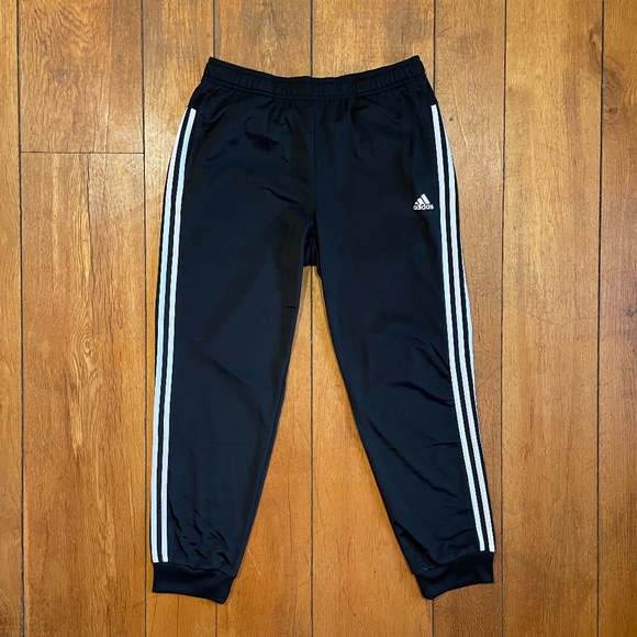 Adidas 3 Stripes Tricot Mens Tapered Cuff Joggers Pants Black GD5957 NEW Sz L - Picture 4 of 6